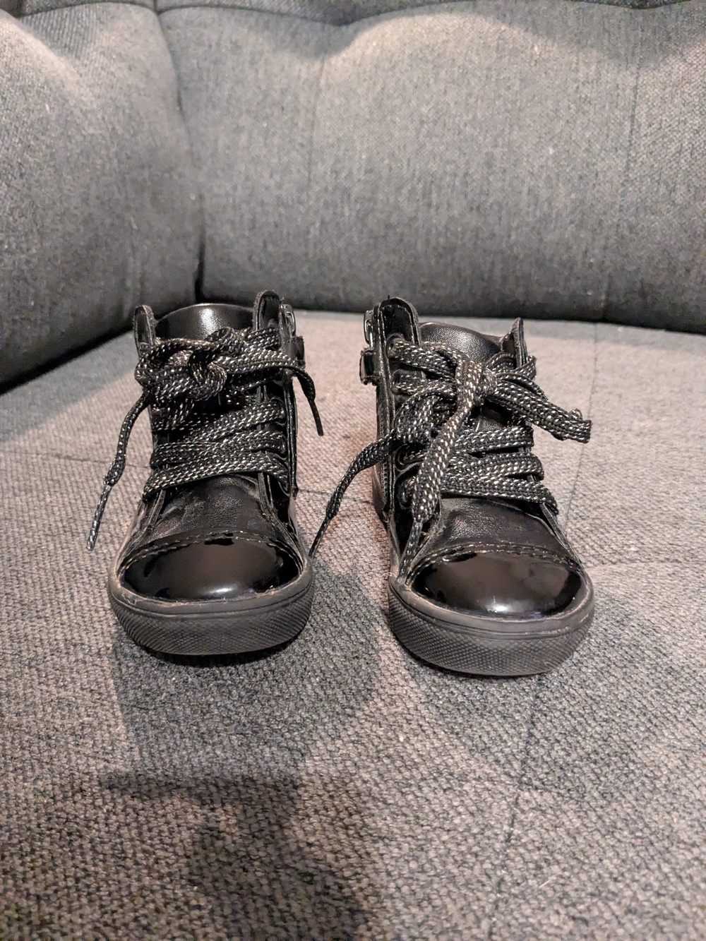 George Black Patent High-Top Sneakers - Lace-Up
